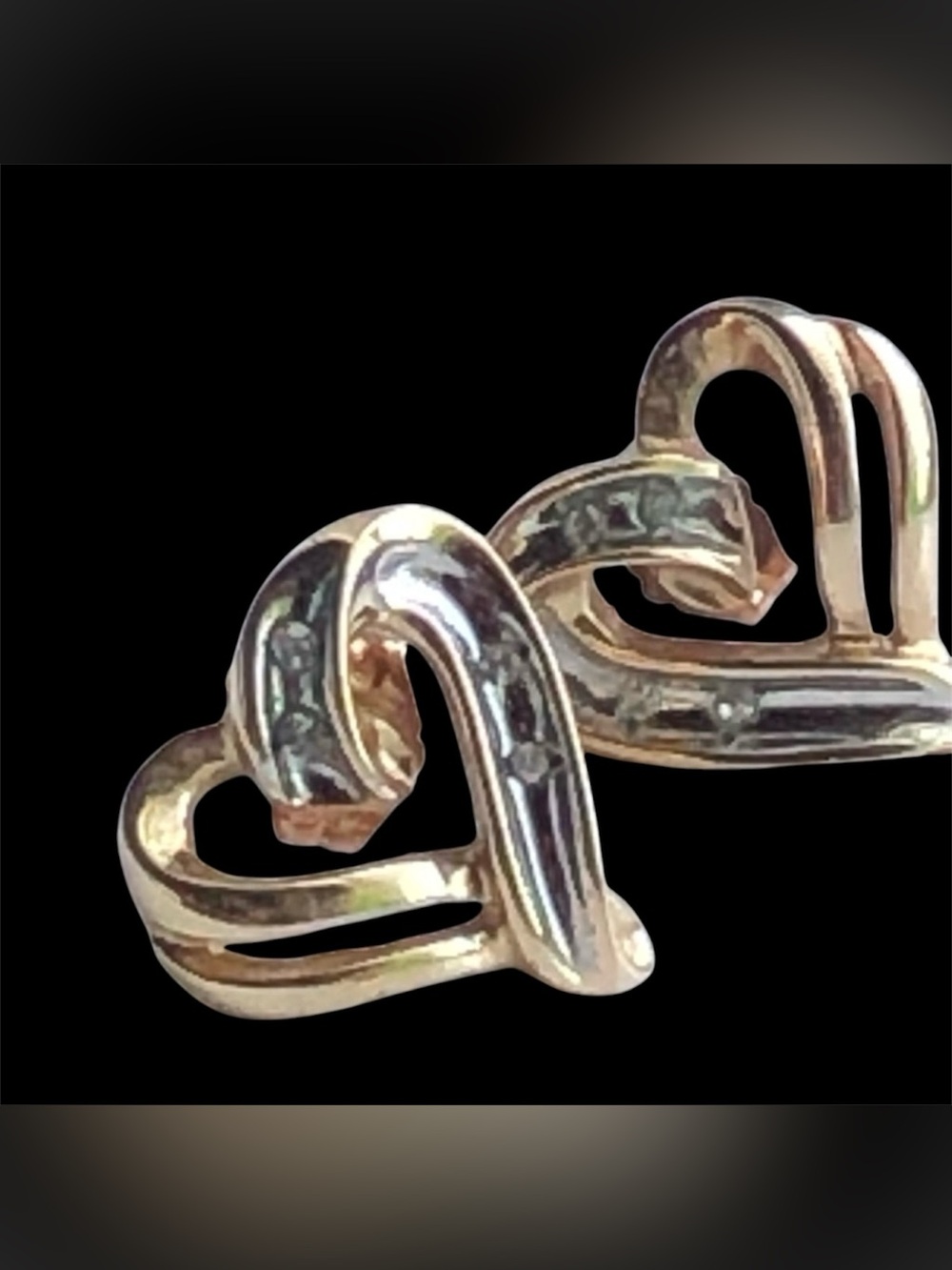 10K Two Tone Gold Heart Diamond Earrings